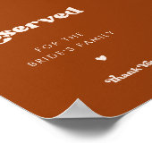 Poster Style rétro Burnt Orange Mariage Réservé (Coin)