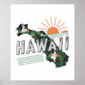 Poster Style rétro Hawaii Silhouette (Devant)