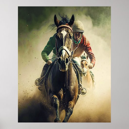 Poster Style Rétro Horse Racing Jockey Art (Devant)