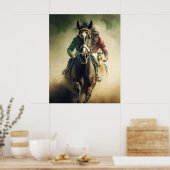 Poster Style Rétro Horse Racing Jockey Art (Cuisine)
