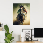 Poster Style Rétro Horse Racing Jockey Art (Bureau à domicile)