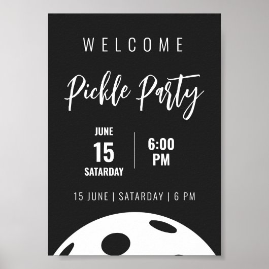 Poster Style Rétro Neon Noir Thème Pickleball Anniversair (Devant)
