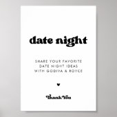 Poster Style rétro noir & blanc Date nuit idées signe (Devant)