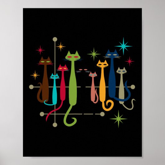 Poster Style rétro Style moderne du milieu du siècle Chat (Devant)