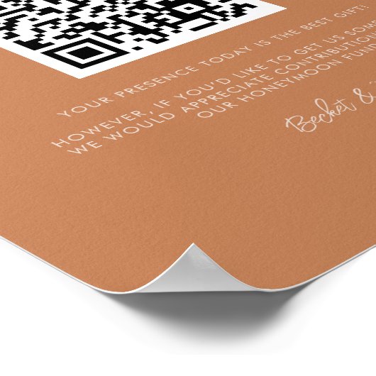 Poster Style rétro sucre Brown fonds Lune de miel code QR (Coin)