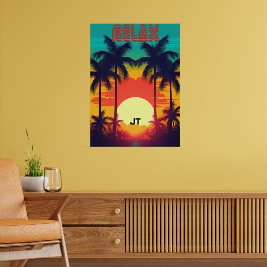 Poster Style Retro Sunset Tropical 80s (Salon 2)