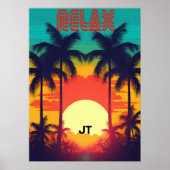 Poster Style Retro Sunset Tropical 80s (Devant)