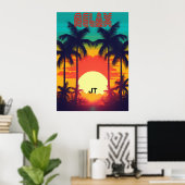 Poster Style Retro Sunset Tropical 80s (Bureau à domicile)