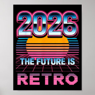 Poster Style Rétro Vintage Bonne Année 2026 des Années 80