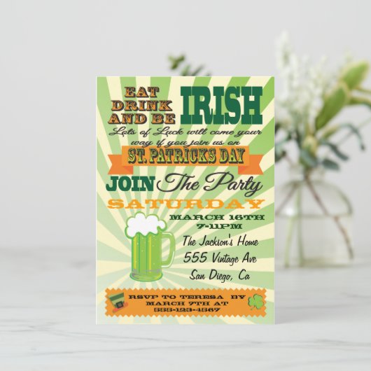 Poster Style St. Patrick's Day Party Invitation (Debout devant)