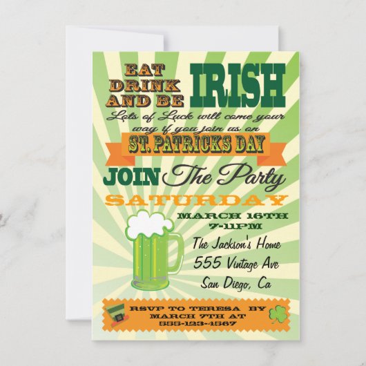 Poster Style St. Patrick's Day Party Invitation (Devant)