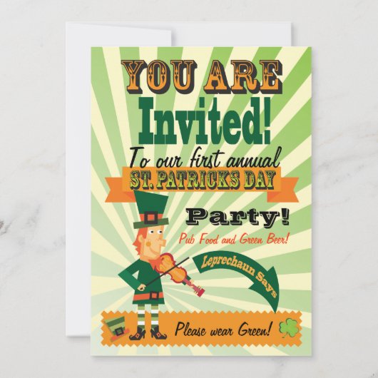 Poster Style St. Patrick's Day Party Invitation (Dos)