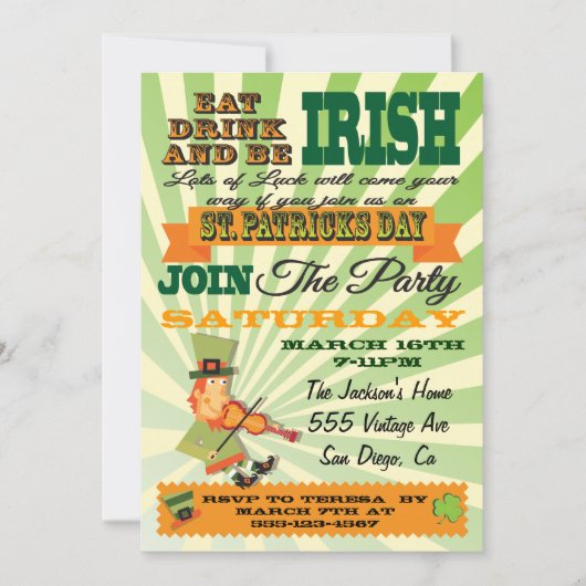 Poster Style St. Patrick's Day Party Invitation (Devant)