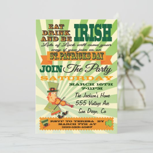 Poster Style St. Patrick's Day Party Invitation (Debout devant)