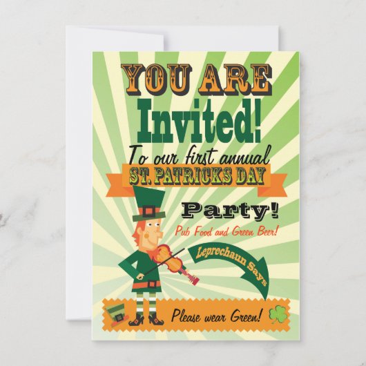 Poster Style St. Patrick's Day Uitnodiging (Achterkant)