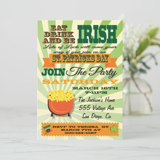 Poster Style St. Patrick's Day Uitnodiging (Staand voorkant)