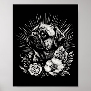 Poster Style tatouage retro Carlin chien lover _1