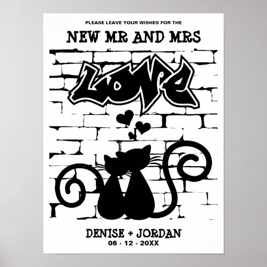 Poster Style urbain Chatons amoureux sur Graffiti Mariage (Devant)