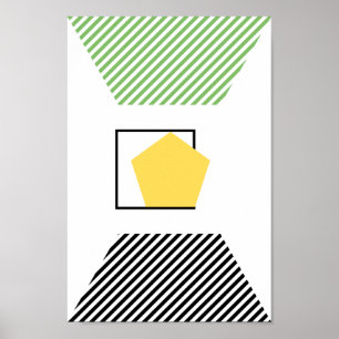 Poster Style Vert, Noir Et Jaune Art Abstrait