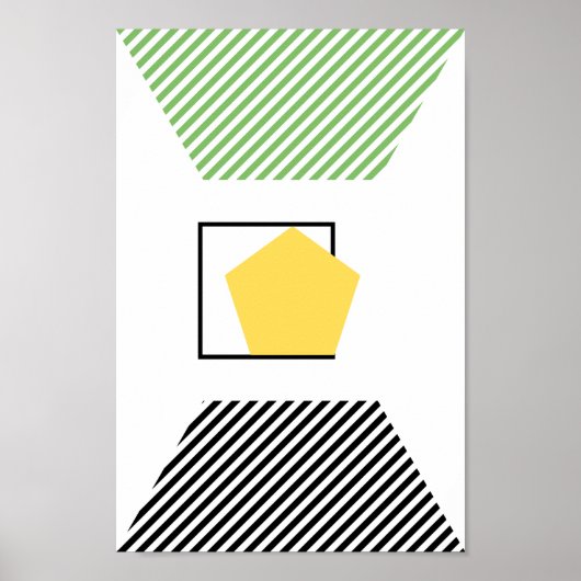 Poster Style Vert, Noir Et Jaune Art Abstrait (Devant)