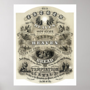 POSTER STYLE VICTORIEN DE PRIÈRE DE SEIGNEUR - 1876
