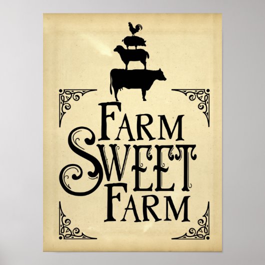 Poster Style Vintage de la ferme sucrée (Devant)