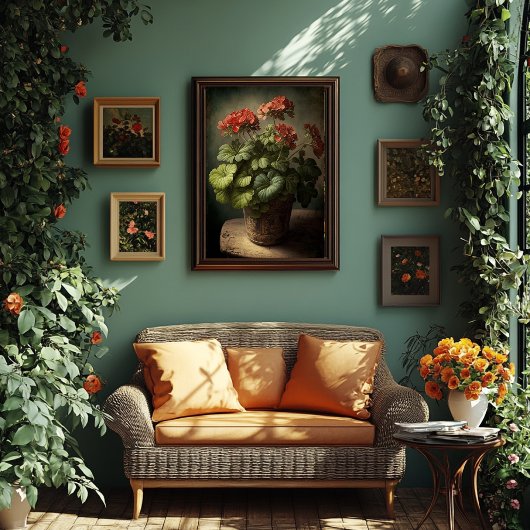 Poster Style vintage Geranium Art - Téléchargeable