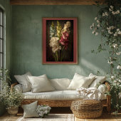 Poster Style vintage Gladiolus Floral Art