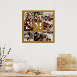 Poster Style Vintage Gold Famille Photo Collage Keepsaké