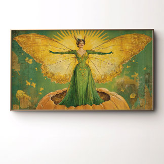 Poster Style vintage Golden Fairy Citrouille Queen Fall