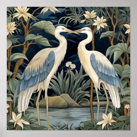 Poster Style Vintage Great Blue Heron (Devant)