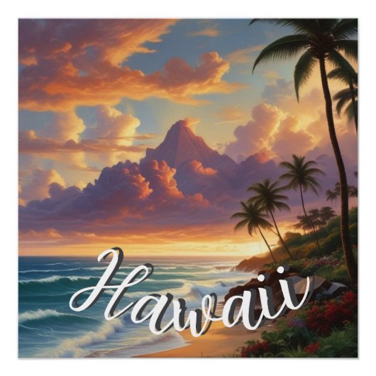 Poster Style vintage Hawaiian Travel Honolulu Mid-Pacific (Devant)