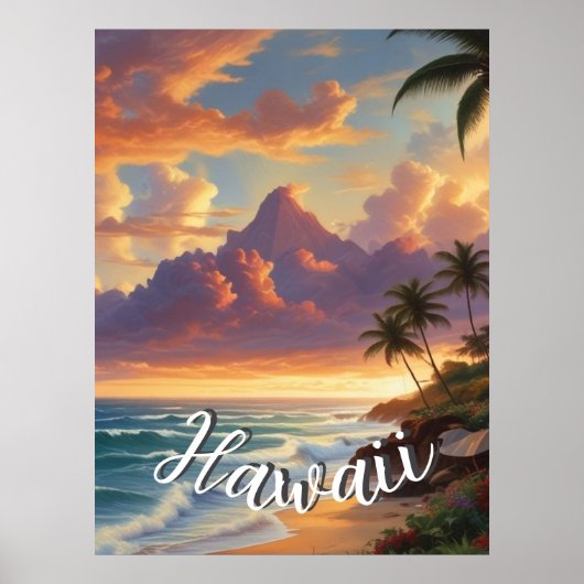 Poster Style vintage Hawaiian Travel Honolulu Mid-Pacific (Devant)