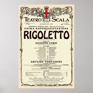 Poster Style Vintage La Scala Rigoletto Opéra