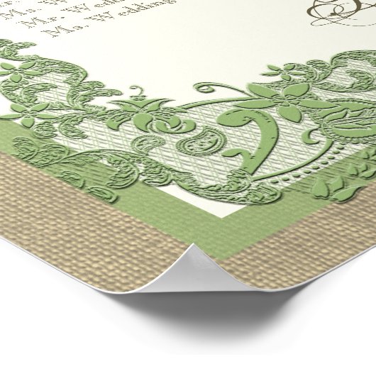 Poster Style vintage Lace Design Vert (Coin)