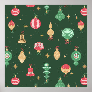Poster Style vintage Ornement de Noël Motif - Vert
