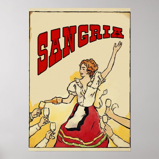 Poster Style Vintage Sangria Time, ajouter du texte (Devant)
