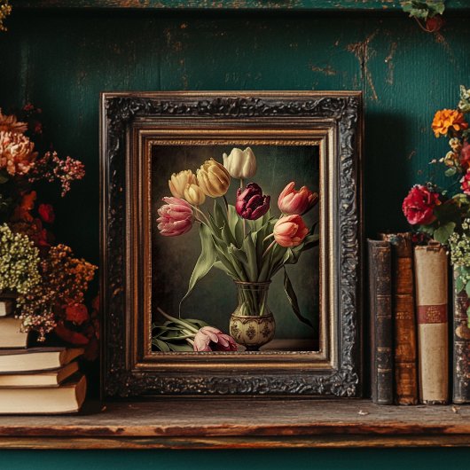 Poster Style vintage Tulip Floral Art