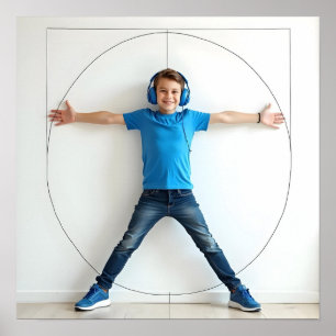 Poster Style vitruvien Casque bleu enfant Autisme Neuro
