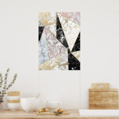 Poster Stylish faux rose gold black luxury marble (Cuisine)