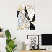 Poster Stylish faux rose gold black luxury marble (Bureau à domicile)
