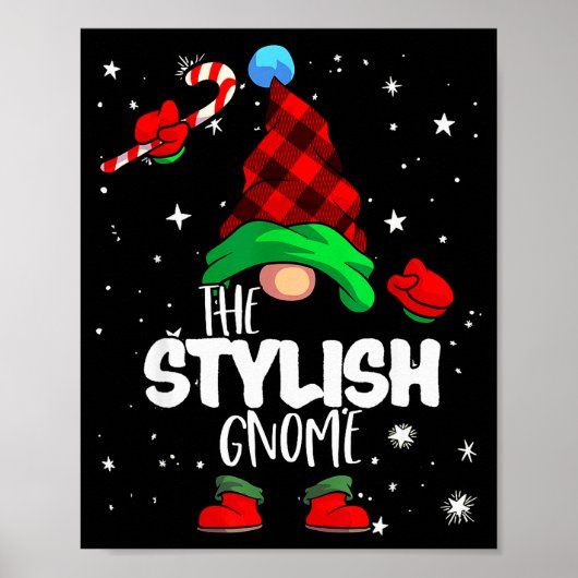 Poster Stylish Gnome Red Buffalo Plaid Matching Family Ch (Devant)