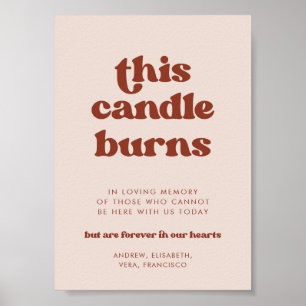 Poster Stylish Pink Cette bougie brûle Mariage Memorial
