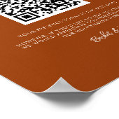 Poster Stylish retro Burnt Orange Honeymoon fund Code QR (Coin)