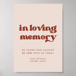 Poster Stylish rétro rose In love memory mariage signe