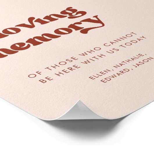 Poster Stylish rétro rose In love memory mariage signe (Coin)