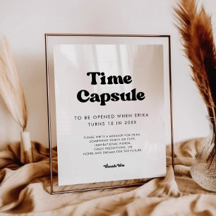 Poster Stylish rétro Time capsule 1er Anniversaire signe