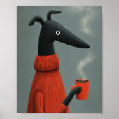 Poster Stylized Black Dog Coffee Art (Devant)