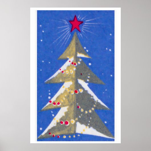 Poster Stylized Christmas Tree Mid-Century Matchbox Label (Devant)