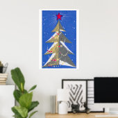 Poster Stylized Christmas Tree Mid-Century Matchbox Label (Bureau à domicile)